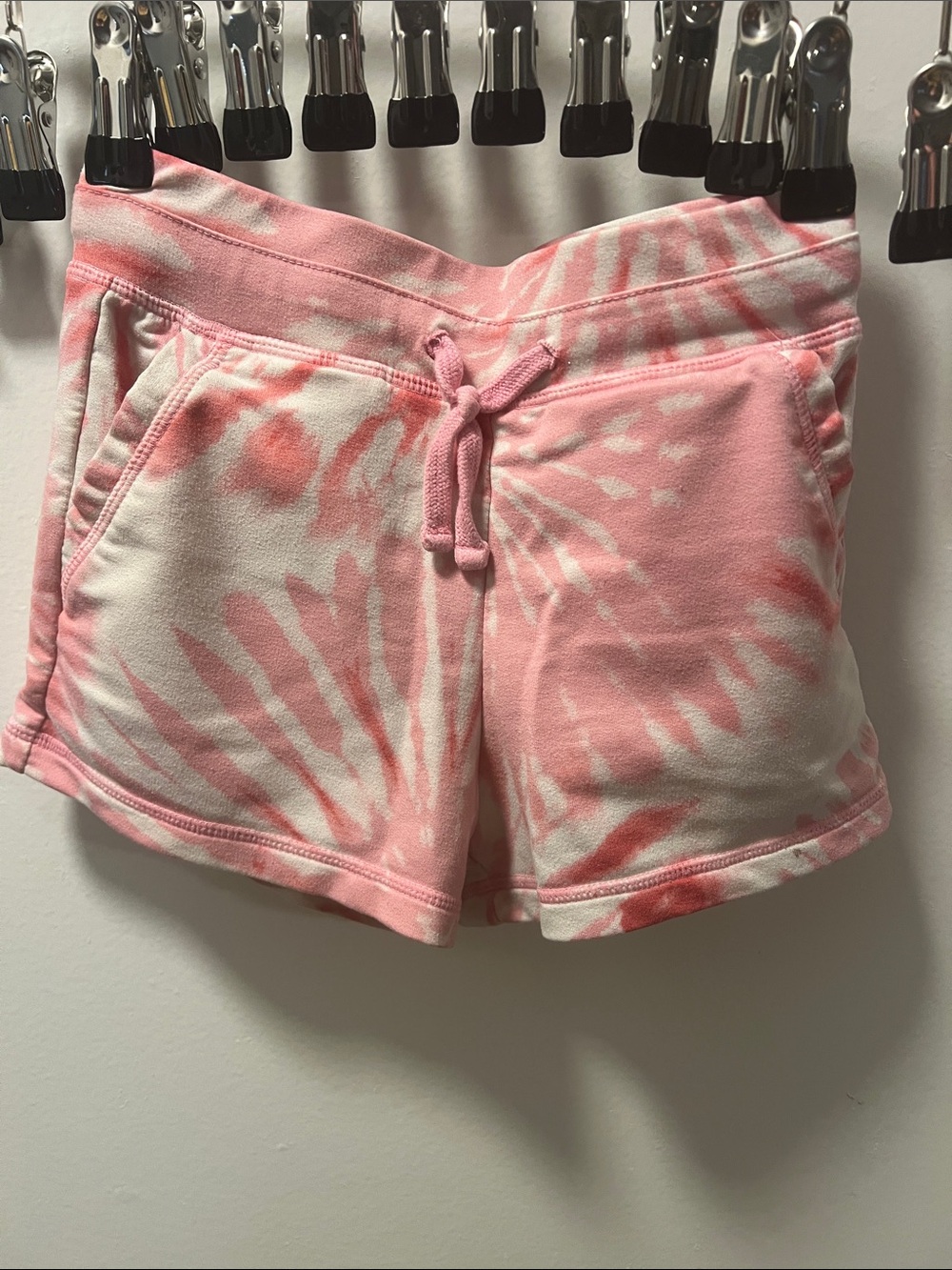 Girls' Pink Tie-Dye Pull-On Shorts with Drawstring Waist